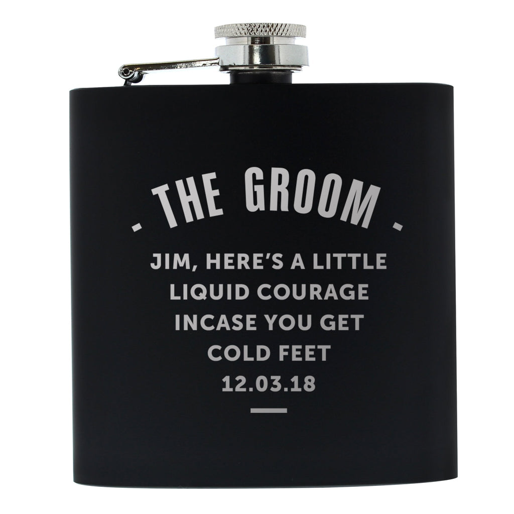 Personalised Any Message Black Hip Flask | Inspired Creative Gifts | UK Supplier