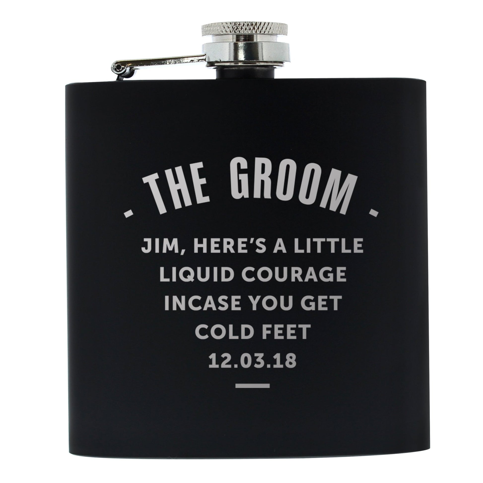 Personalised Any Message Black Hip Flask | Inspired Creative Gifts | UK Supplier