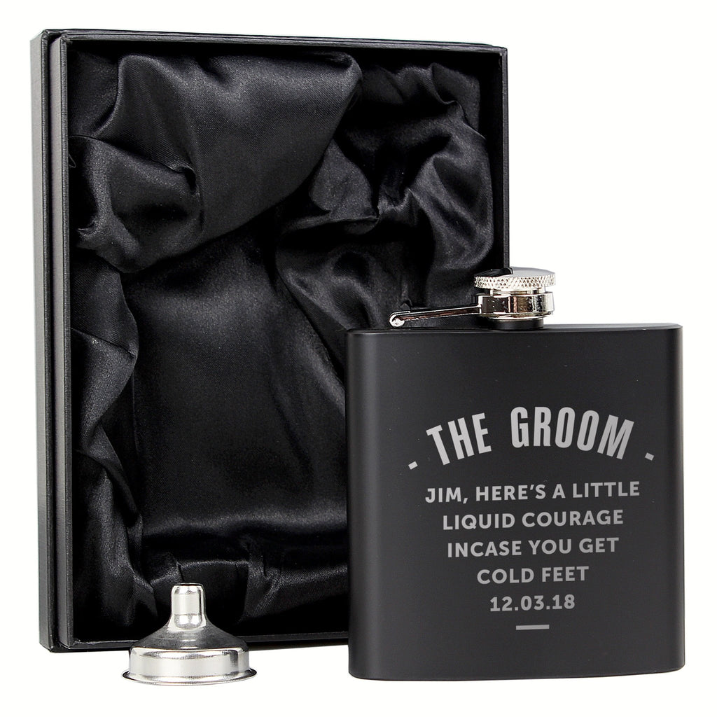 Personalised Any Message Black Hip Flask | Inspired Creative Gifts | UK Supplier