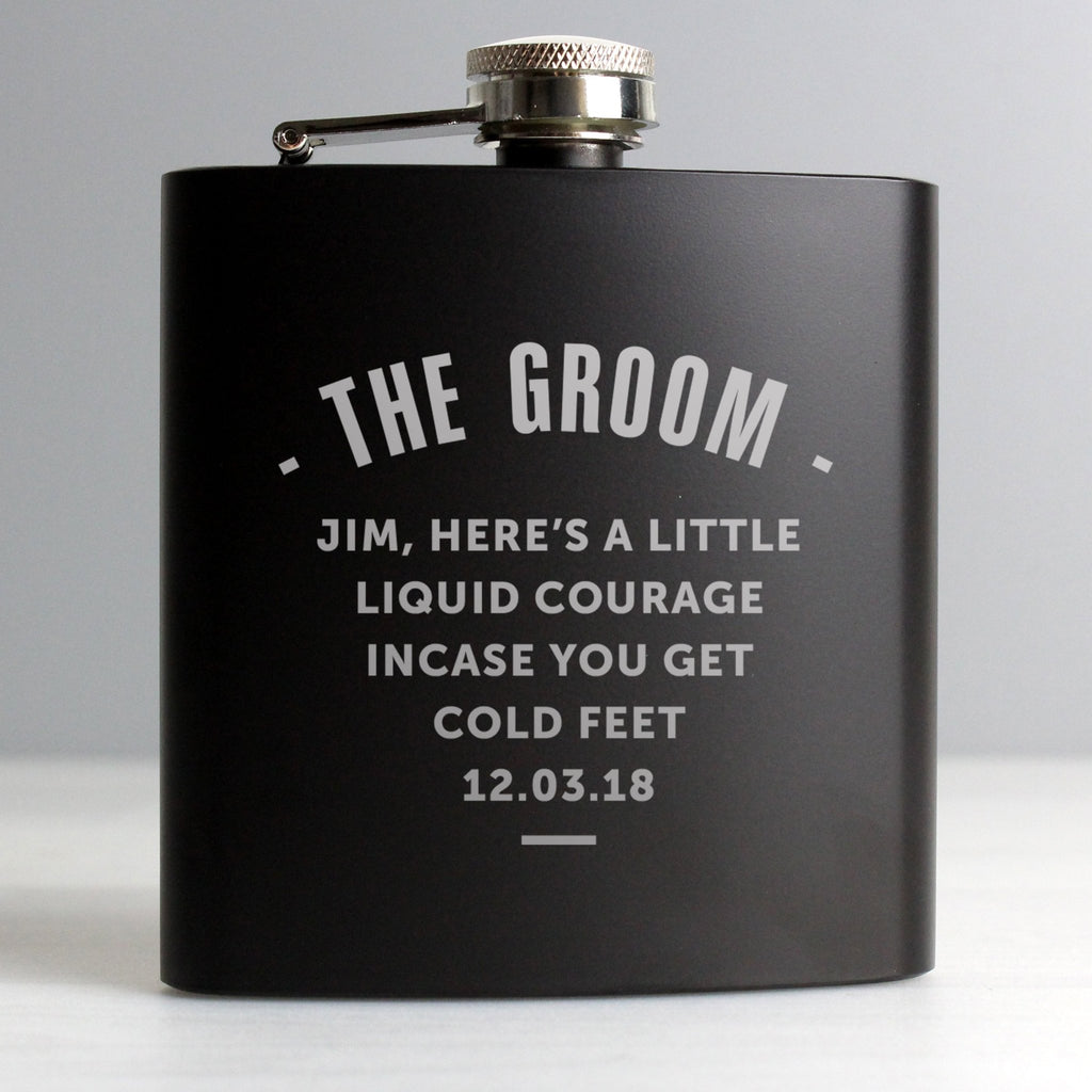 Personalised Any Message Black Hip Flask | Inspired Creative Gifts | UK Supplier