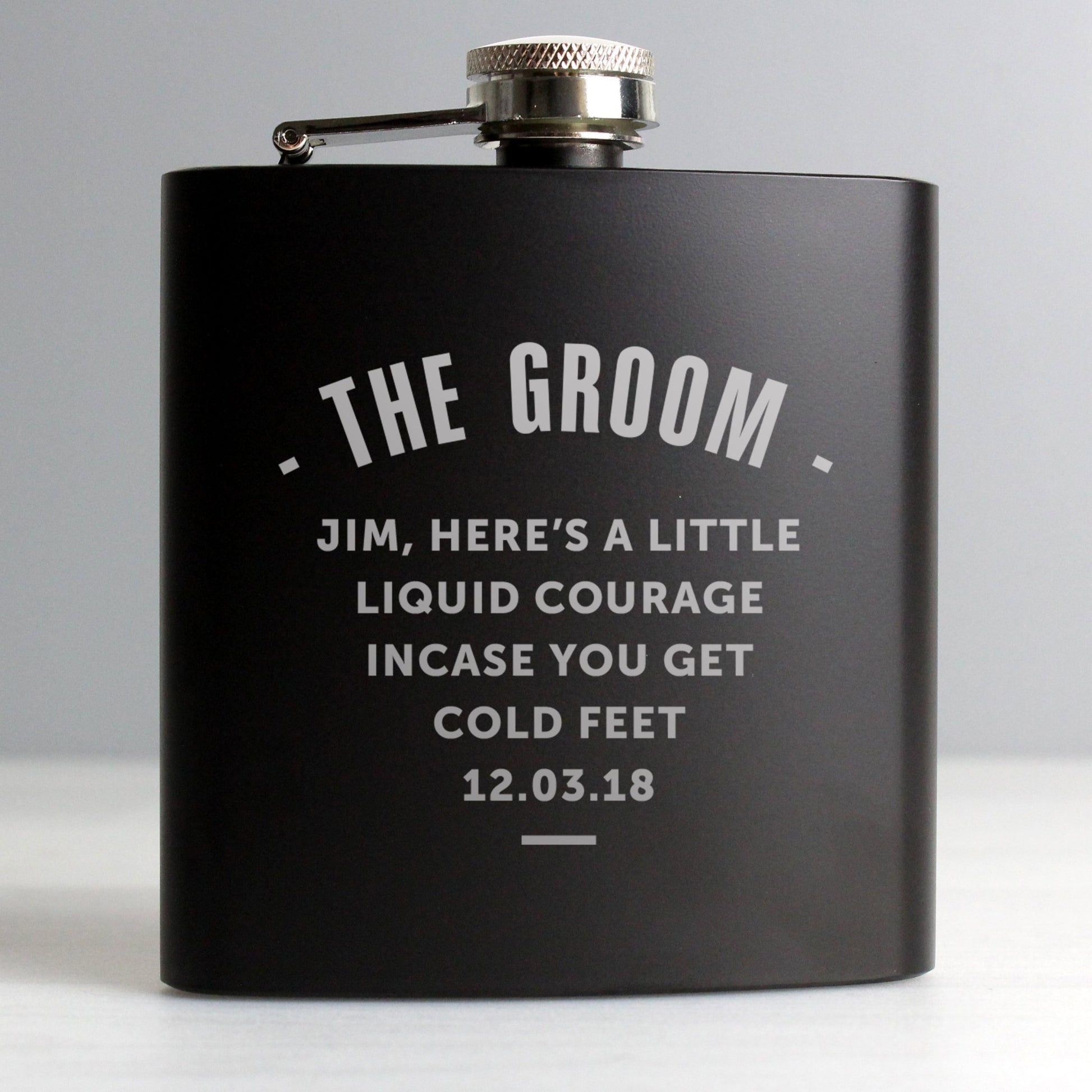 Personalised Any Message Black Hip Flask | Inspired Creative Gifts | UK Supplier