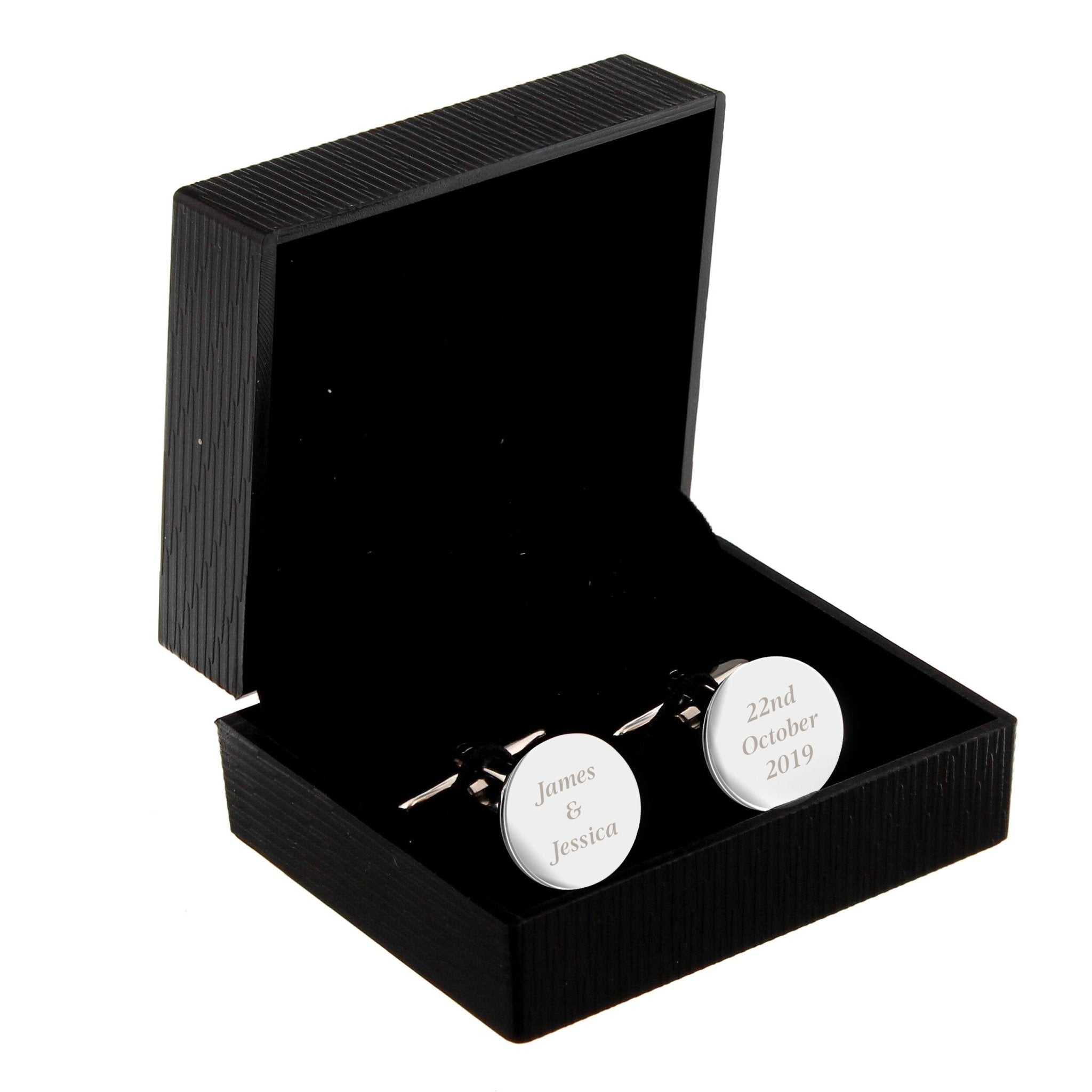 Personalised Any Message Round Cufflinks | Inspired Creative Gifts | UK Supplier