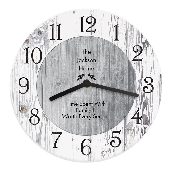 Personalised Any Message Shabby Chic Large Wooden Clock | Inspired Creative Gifts | UK Supplier