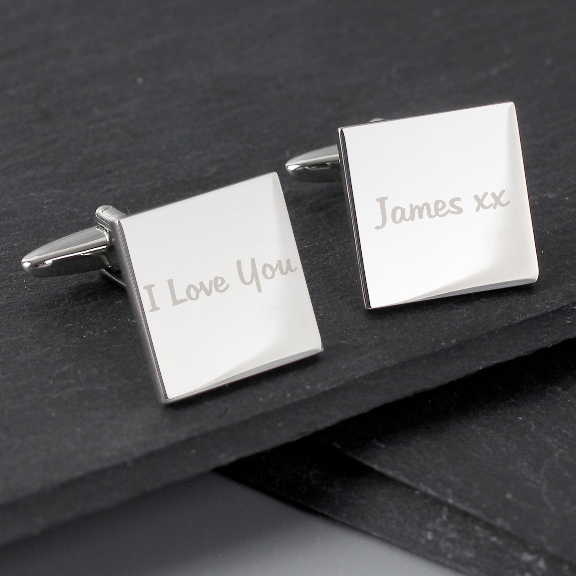 Personalised Any Message Square Cufflinks - 1 line | Inspired Creative Gifts | UK Supplier
