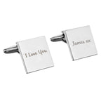 Personalised Any Message Square Cufflinks - 1 line | Inspired Creative Gifts | UK Supplier