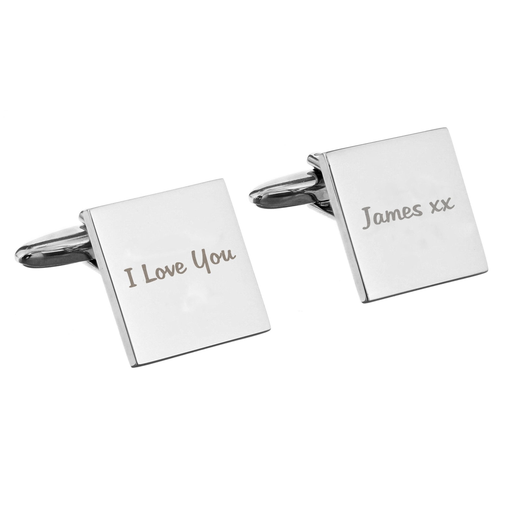 Personalised Any Message Square Cufflinks - 1 line | Inspired Creative Gifts | UK Supplier