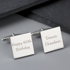 Personalised Any Message Square Cufflinks - 2 lines | Inspired Creative Gifts | UK Supplier
