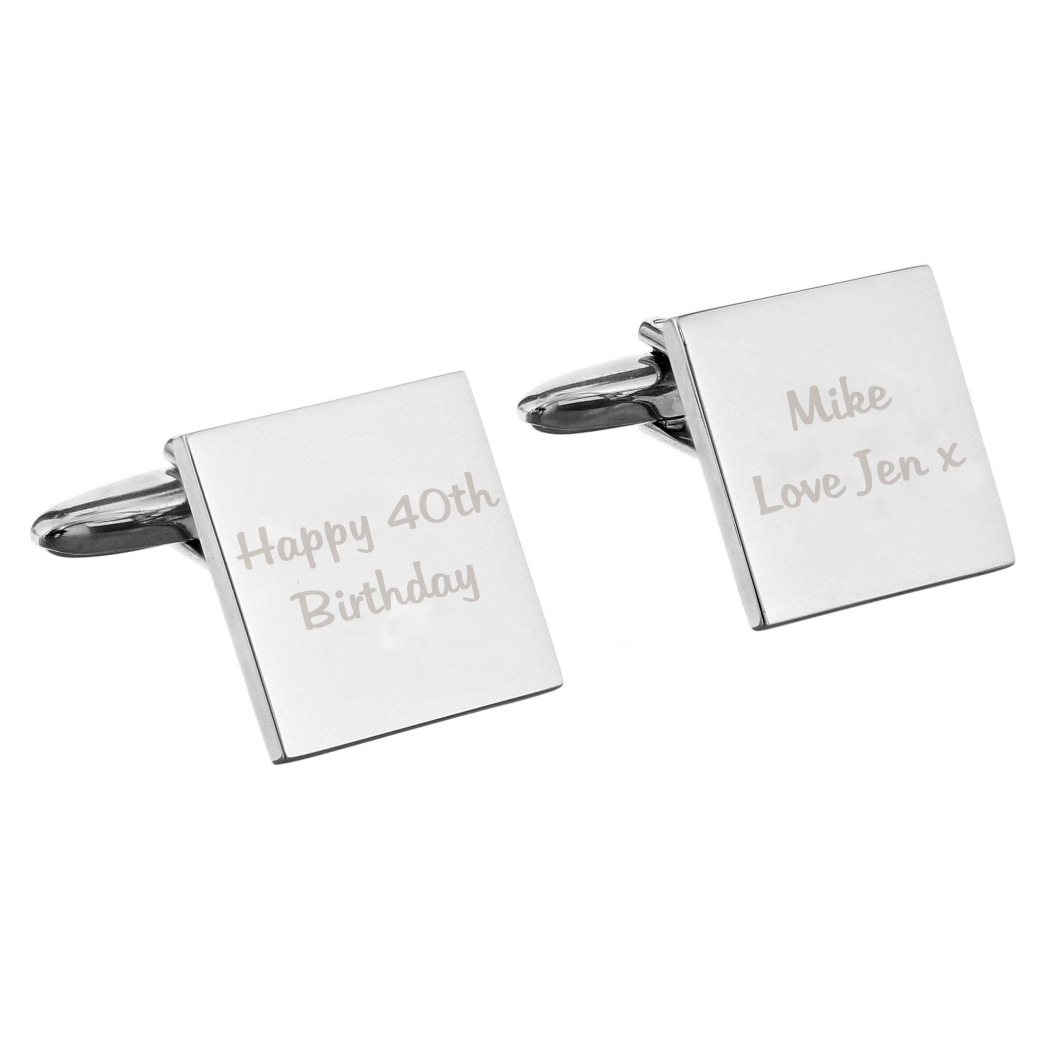 Personalised Any Message Square Cufflinks - 2 lines | Inspired Creative Gifts | UK Supplier