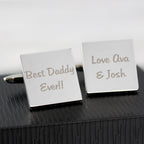Personalised Any Message Square Cufflinks - 2 lines | Inspired Creative Gifts | UK Supplier