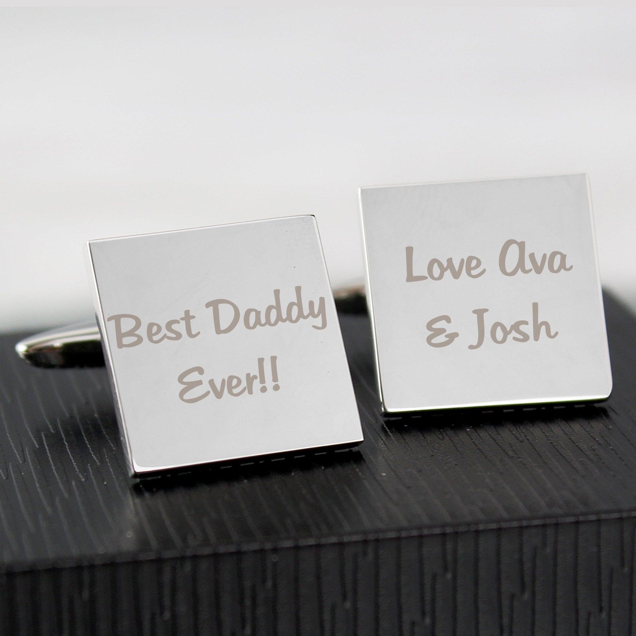 Personalised Any Message Square Cufflinks - 2 lines | Inspired Creative Gifts | UK Supplier