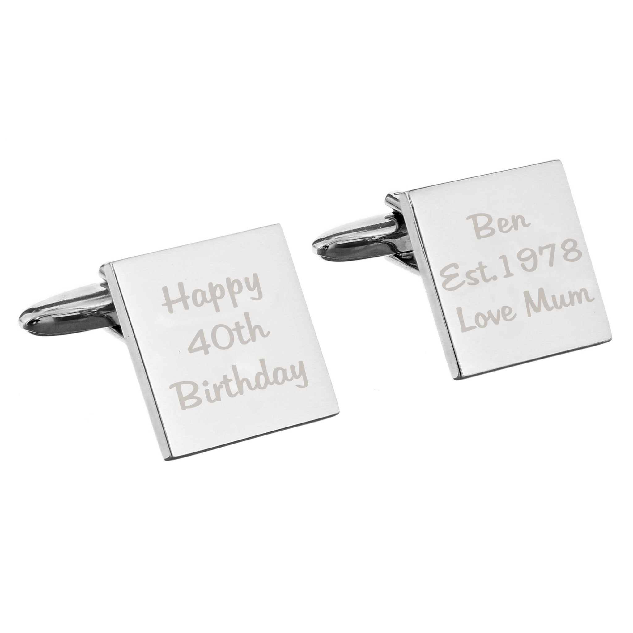 Personalised Any Message Square Cufflinks - 3 lines | Inspired Creative Gifts | UK Supplier