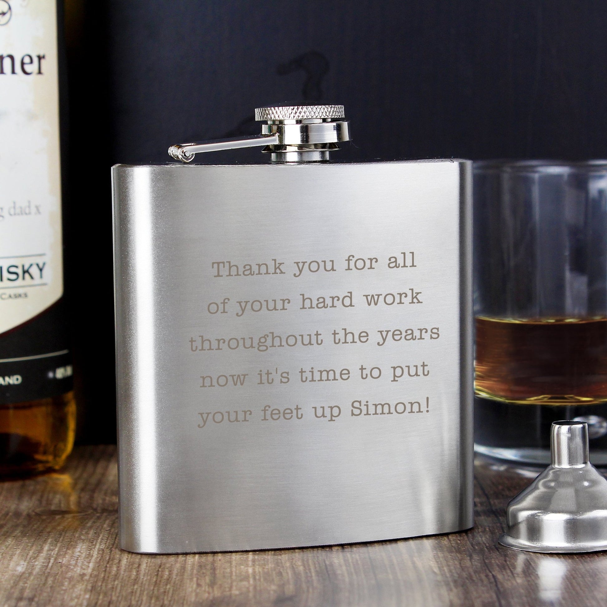 Personalised Any Message Stainless Steel Hip Flask | Inspired Creative Gifts | UK Supplier