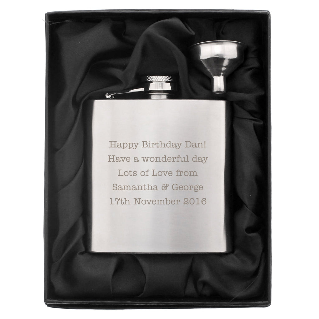 Personalised Any Message Stainless Steel Hip Flask | Inspired Creative Gifts | UK Supplier