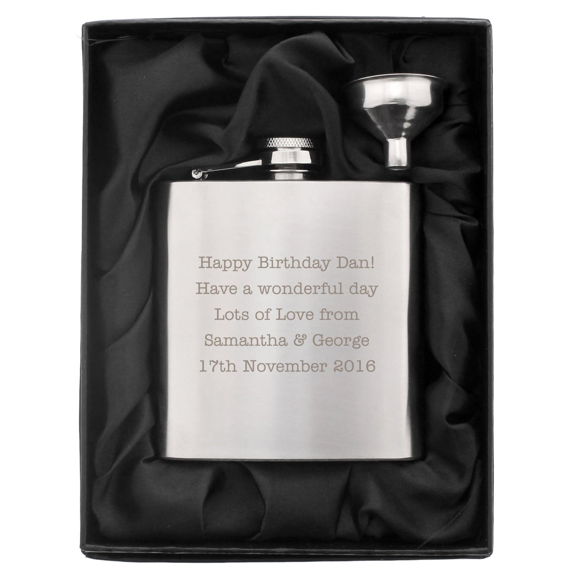 Personalised Any Message Stainless Steel Hip Flask | Inspired Creative Gifts | UK Supplier