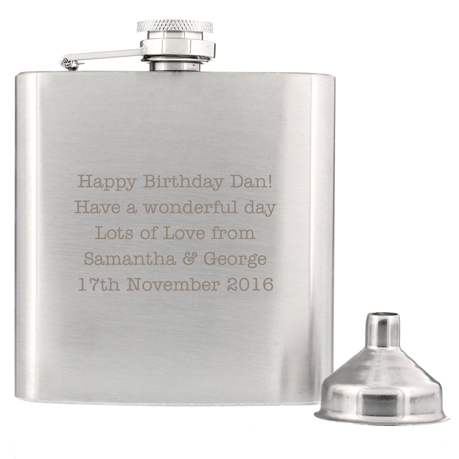 Personalised Any Message Stainless Steel Hip Flask | Inspired Creative Gifts | UK Supplier