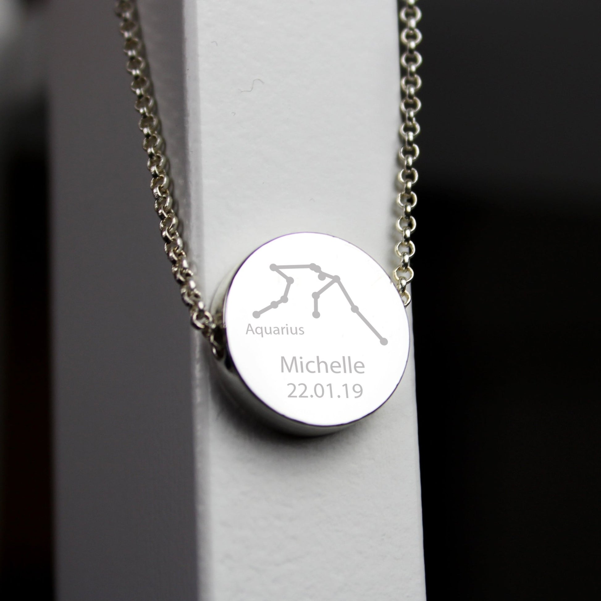 Personalised Aquarius Zodiac Star Sign Silver Tone Necklace (January 20th - February 18th) | Inspired Creative Gifts | UK Supplier