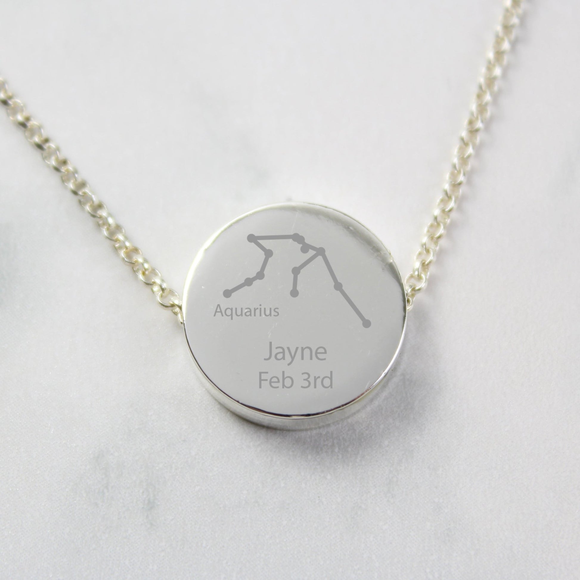 Personalised Aquarius Zodiac Star Sign Silver Tone Necklace (January 20th - February 18th) | Inspired Creative Gifts | UK Supplier
