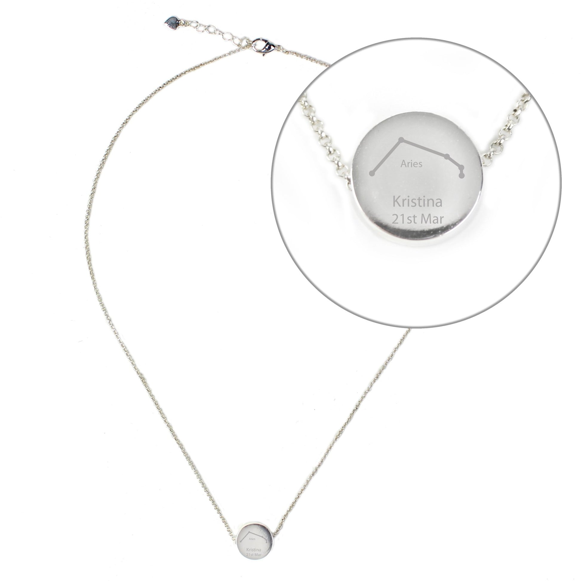 Personalised Aries Zodiac Star Sign Silver Tone Necklace (March 21st - April 19th) | Inspired Creative Gifts | UK Supplier