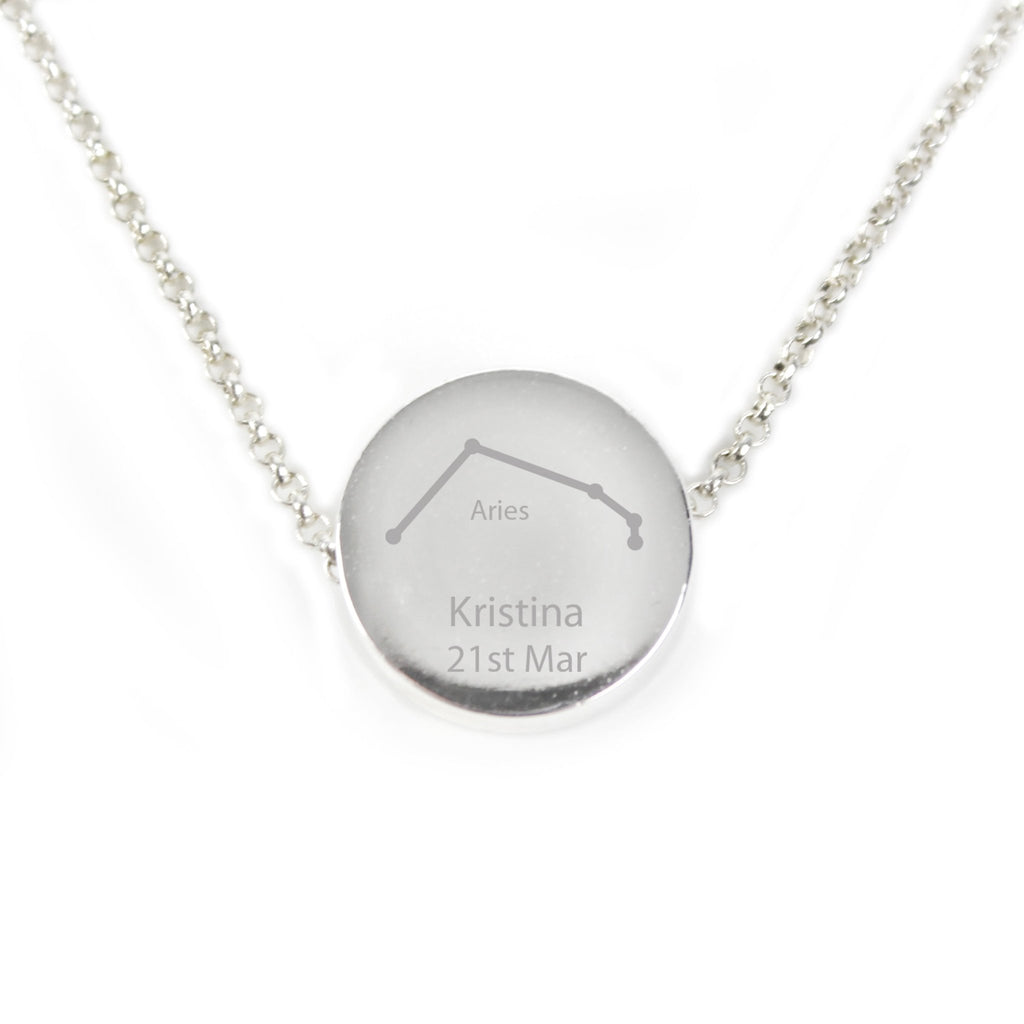 Personalised Aries Zodiac Star Sign Silver Tone Necklace (March 21st - April 19th) | Inspired Creative Gifts | UK Supplier