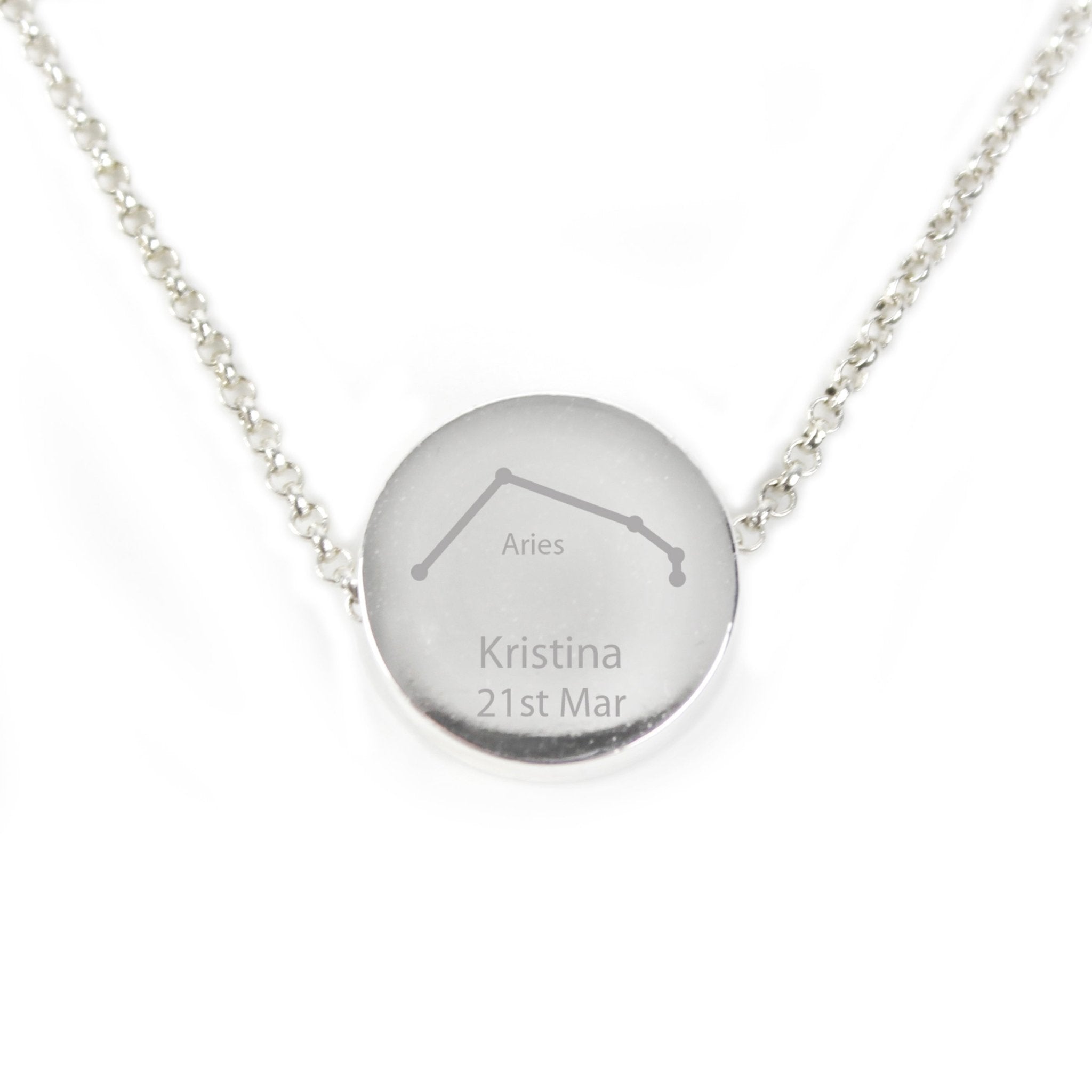 Personalised Aries Zodiac Star Sign Silver Tone Necklace (March 21st - April 19th) | Inspired Creative Gifts | UK Supplier