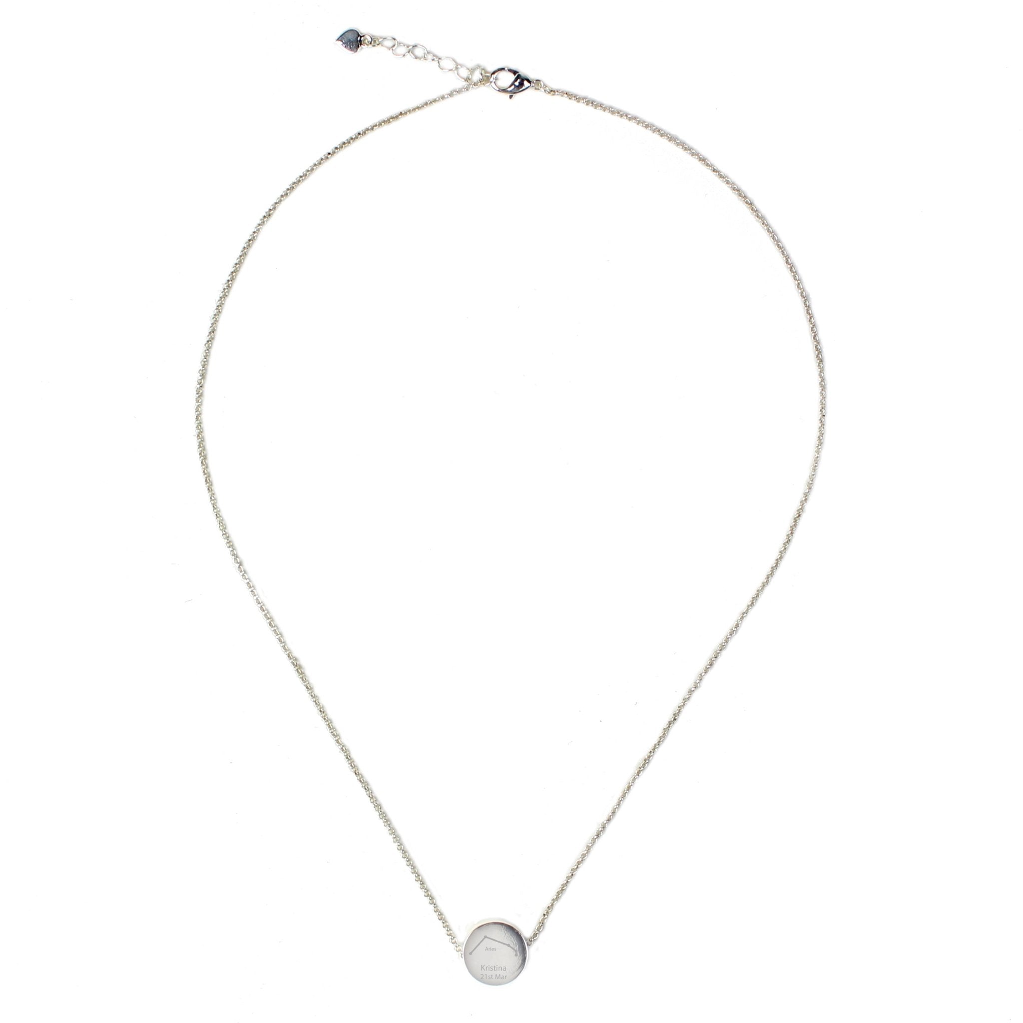 Personalised Aries Zodiac Star Sign Silver Tone Necklace (March 21st - April 19th) | Inspired Creative Gifts | UK Supplier