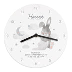Personalised Baby Bunny White Wooden Clock | Inspired Creative Gifts | UK Supplier
