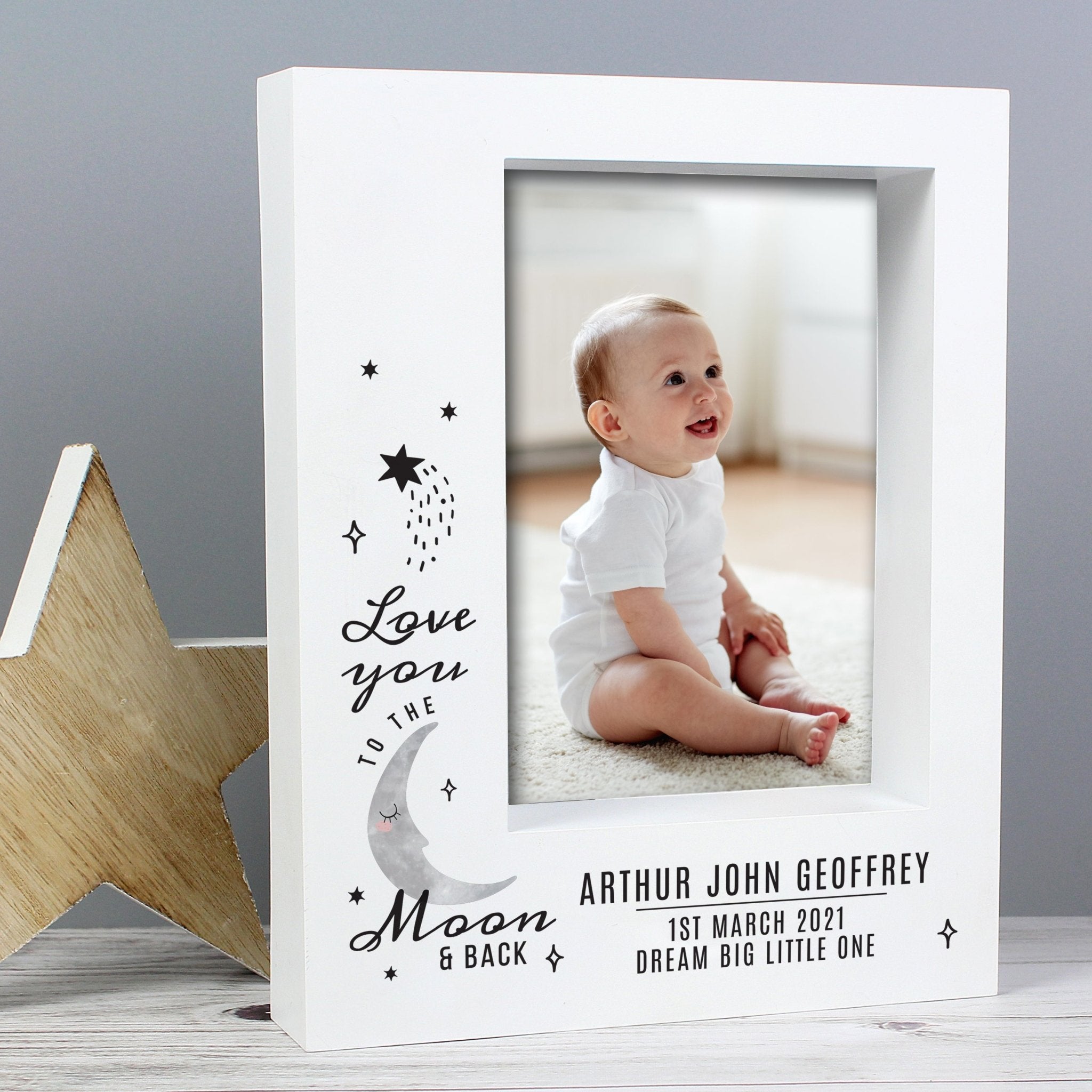Personalised Baby To The Moon and Back 5x7 Box Photo Frame | Inspired Creative Gifts | UK Supplier