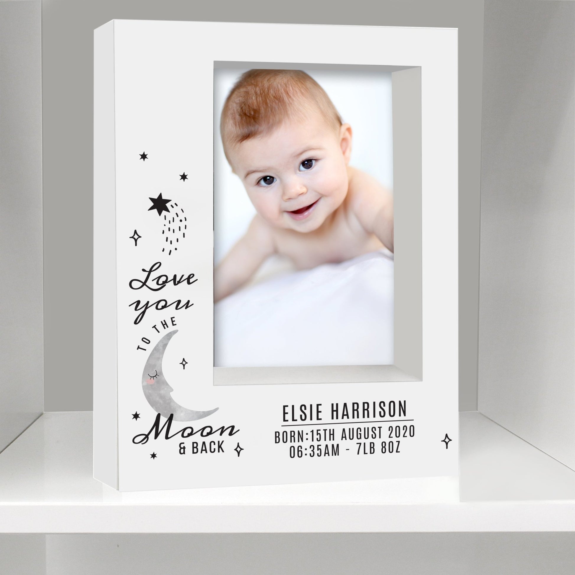 Personalised Baby To The Moon and Back 5x7 Box Photo Frame | Inspired Creative Gifts | UK Supplier