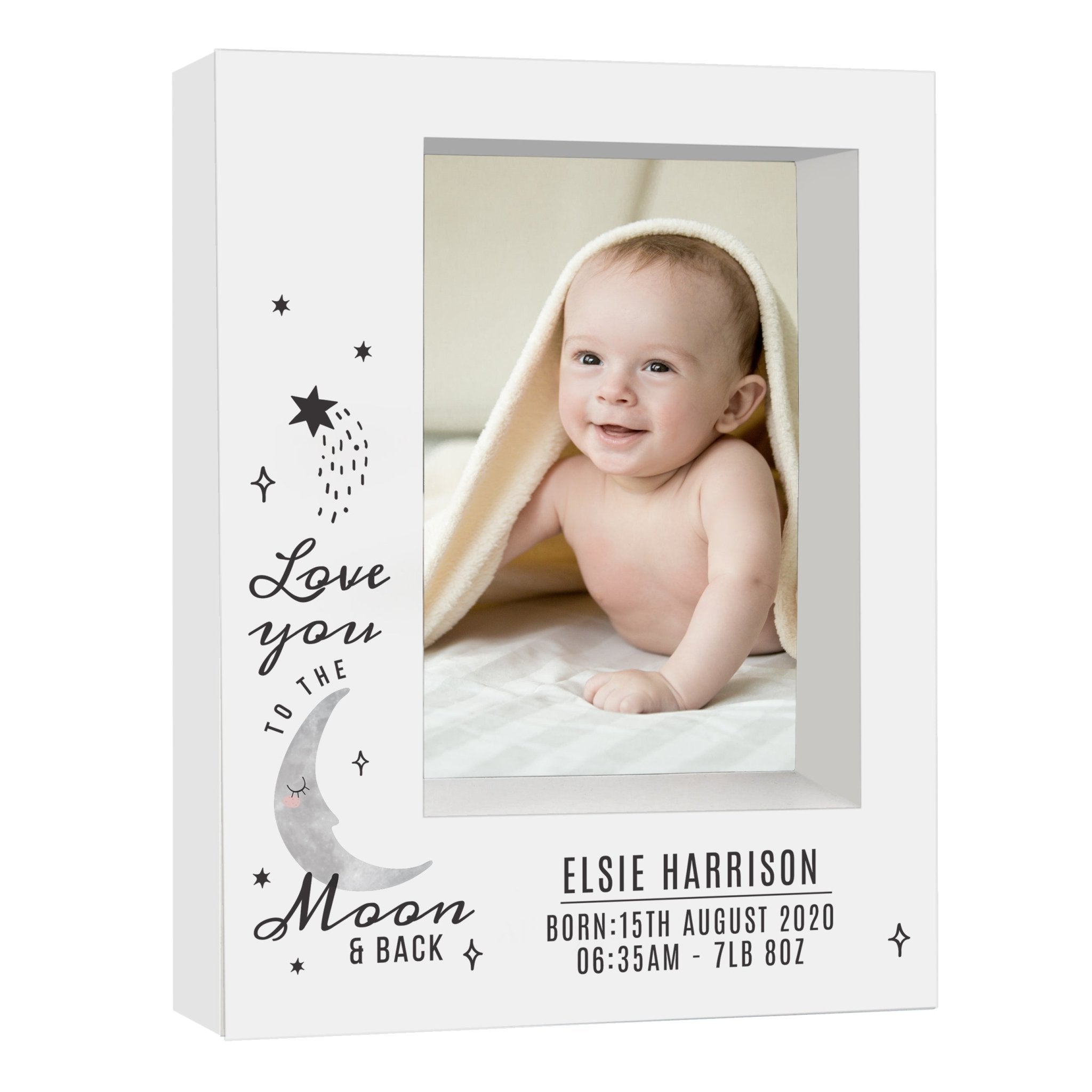 Personalised Baby To The Moon and Back 5x7 Box Photo Frame | Inspired Creative Gifts | UK Supplier