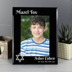 Personalised Bar and Bat Mitzvah Black Glass 5x7 Photo Frame | Inspired Creative Gifts | UK Supplier