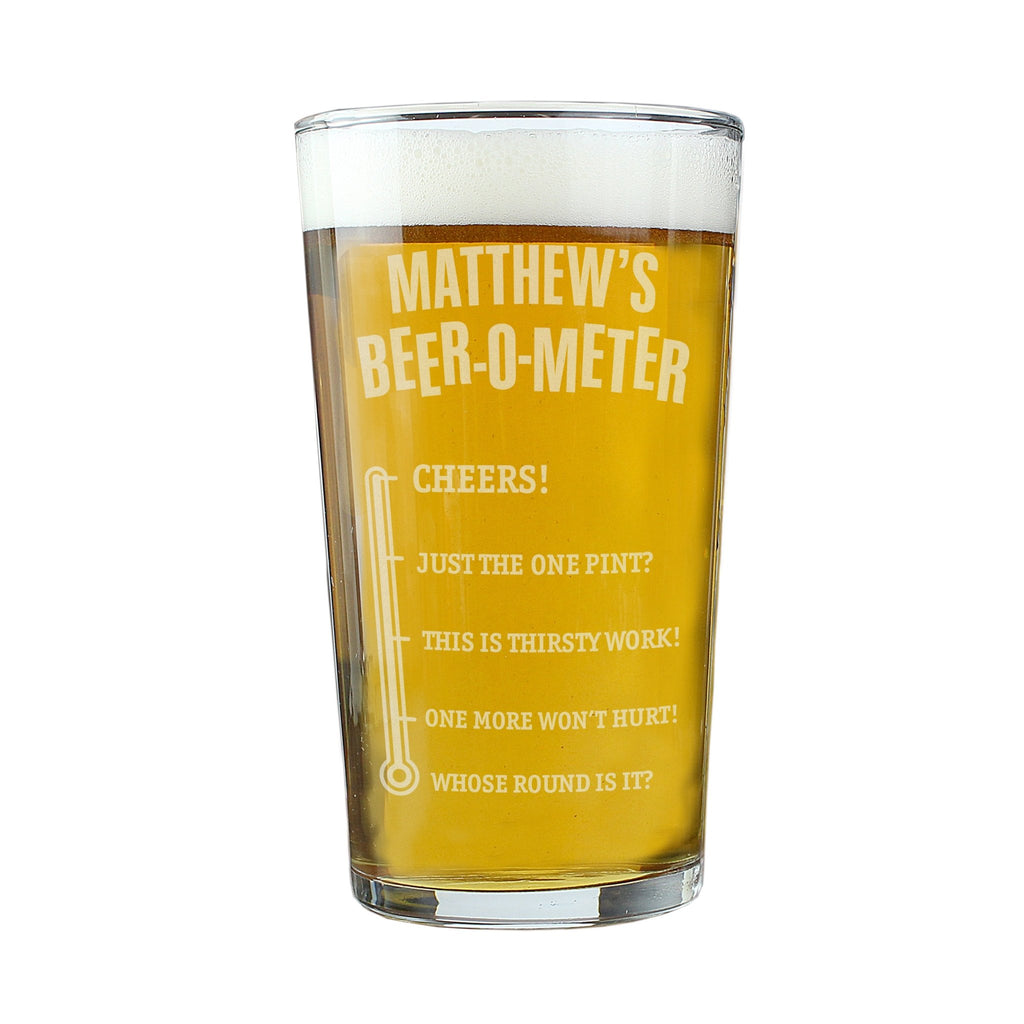 Personalised Beer - o - Meter Pint Glass | Inspired Creative Gifts | UK Supplier