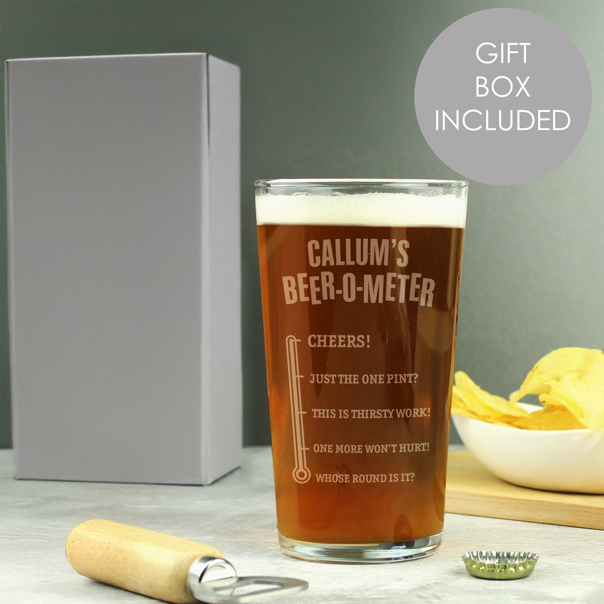 Personalised Beer - o - Meter Pint Glass | Inspired Creative Gifts | UK Supplier