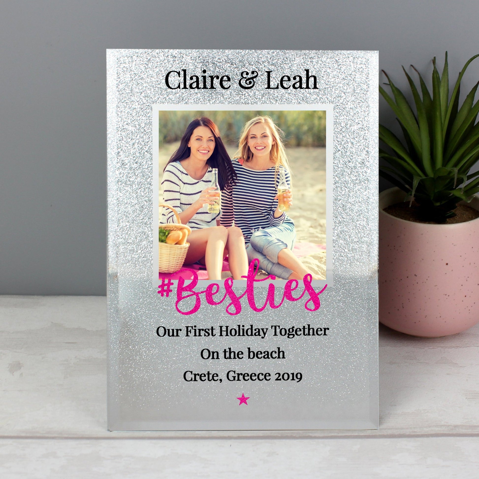 Personalised 'Bestie' 4x4 Glitter Glass Photo Frame | Inspired Creative Gifts | UK Supplier