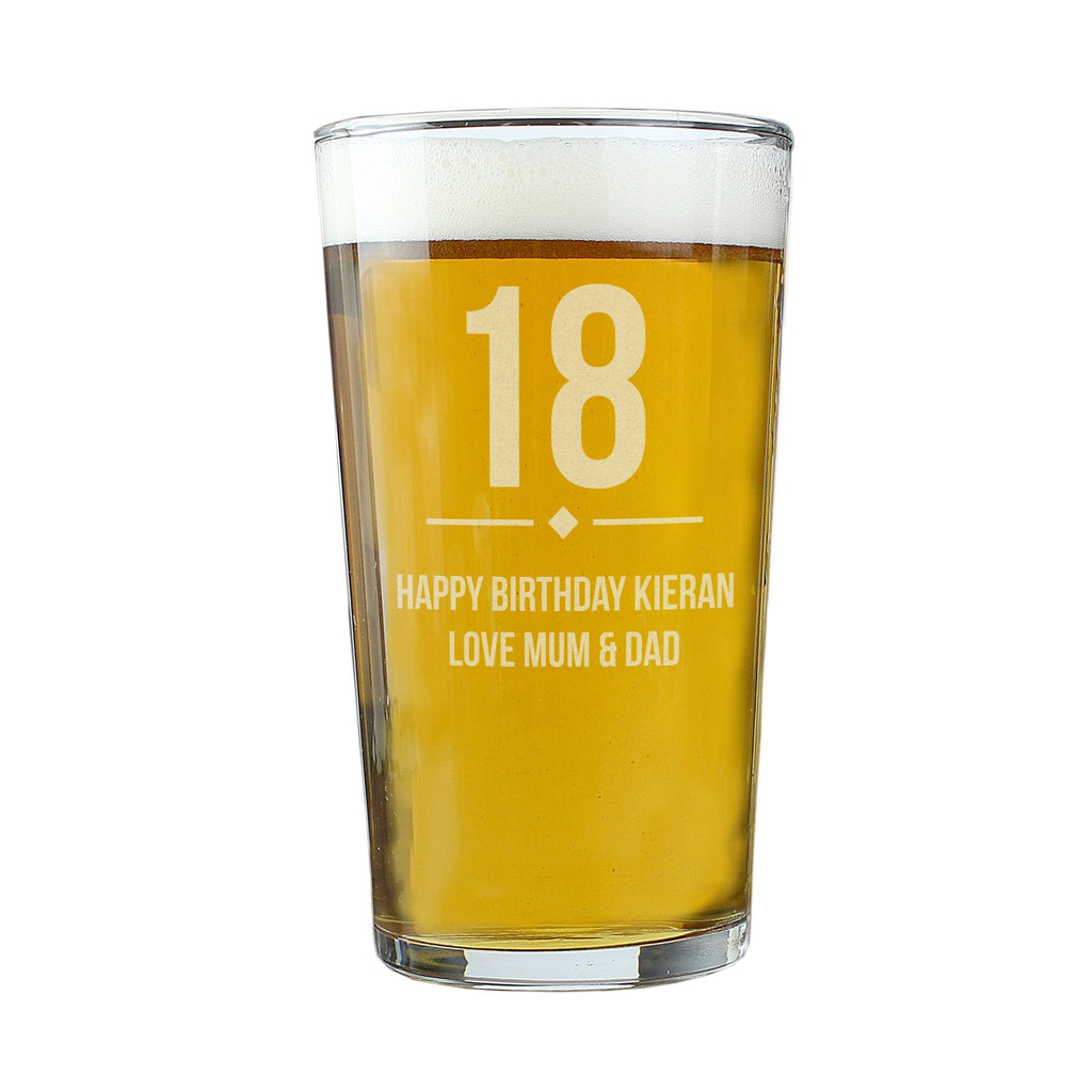 Personalised Big Age Birthday Pint Glass | Inspired Creative Gifts | UK Supplier