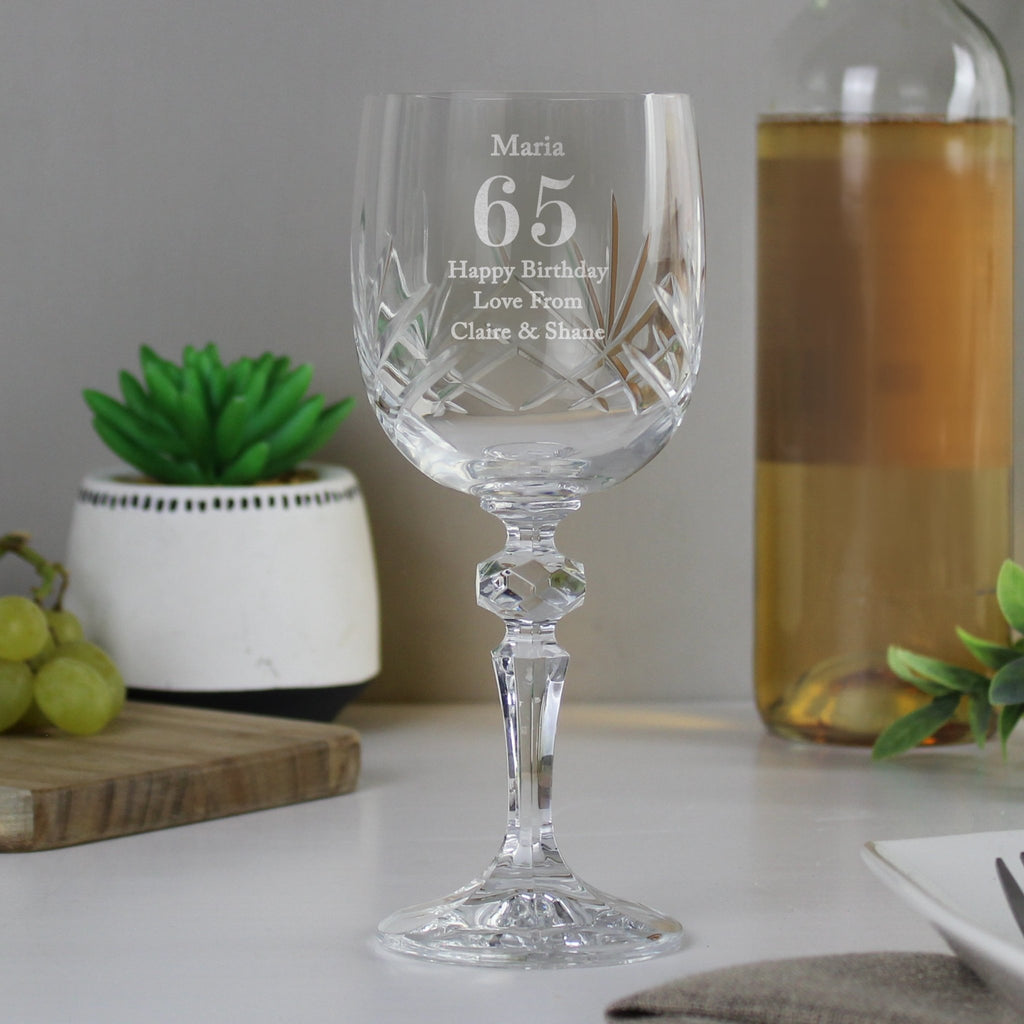 Personalised Big Age Cut Crystal Wine Glass | Inspired Creative Gifts | UK Supplier