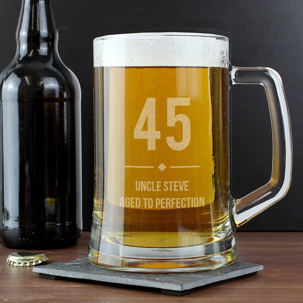 Personalised Big Age Glass Pint Stern Tankard | Inspired Creative Gifts | UK Supplier