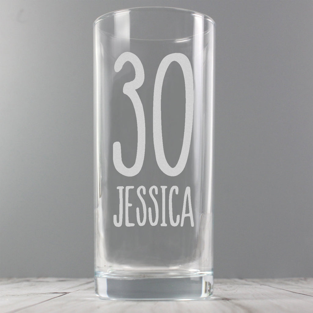 Personalised Big Age Hi Ball Glass | Inspired Creative Gifts | UK Supplier