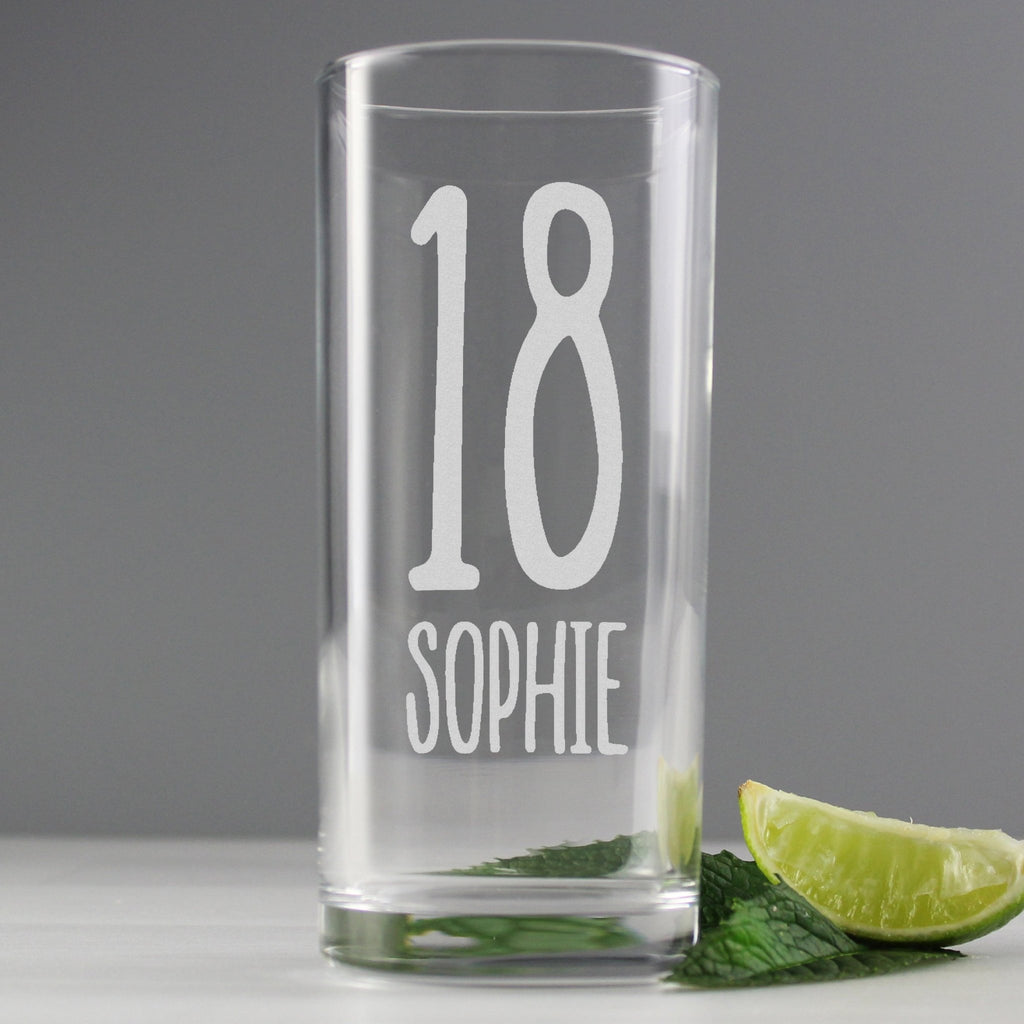 Personalised Big Age Hi Ball Glass | Inspired Creative Gifts | UK Supplier