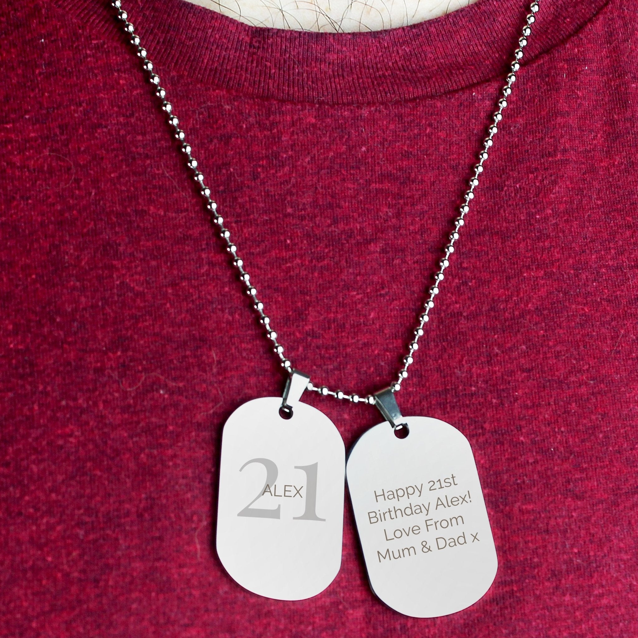 Personalised Big Age Stainless Steel Double Dog Tag Necklace | Inspired Creative Gifts | UK Supplier