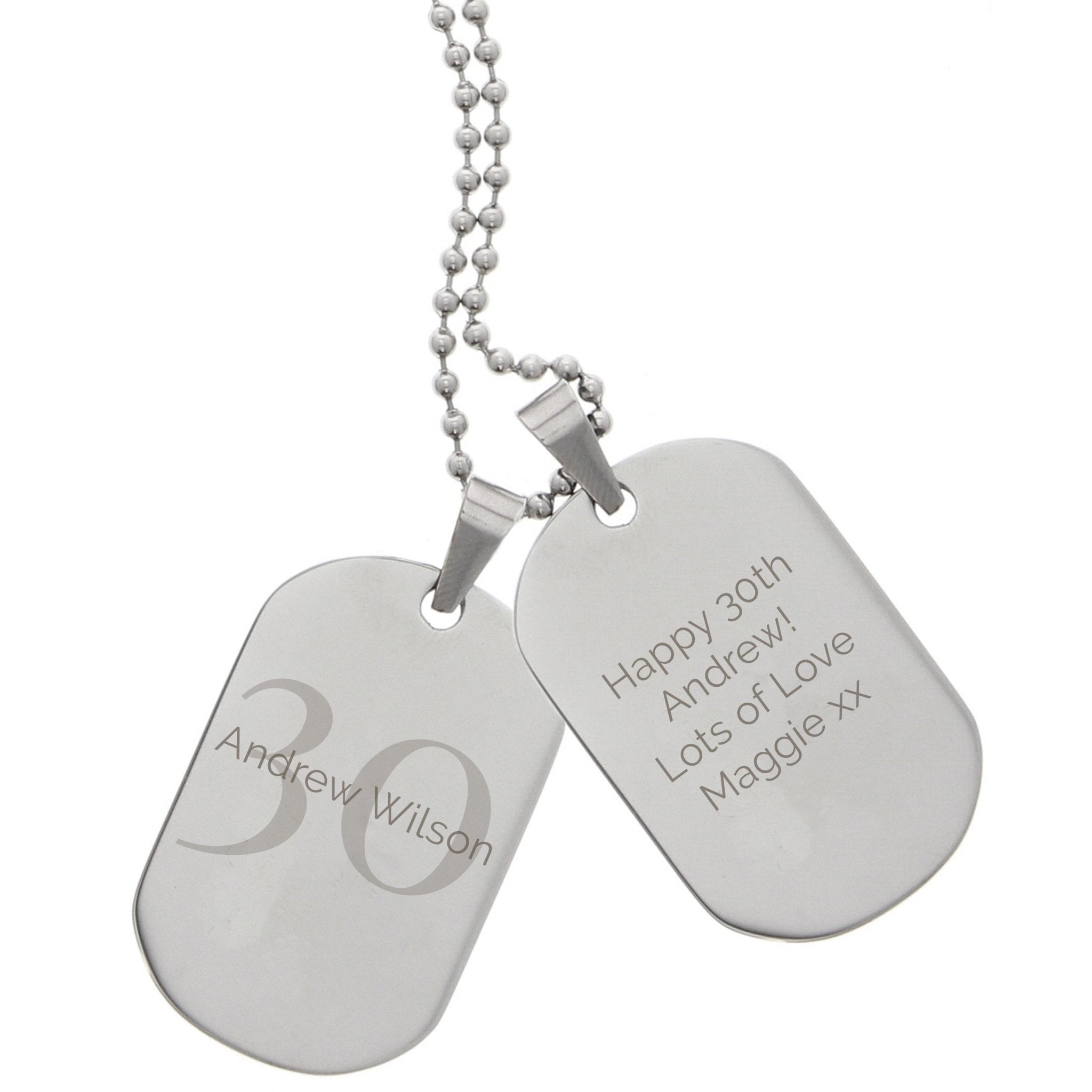 Personalised Big Age Stainless Steel Double Dog Tag Necklace | Inspired Creative Gifts | UK Supplier