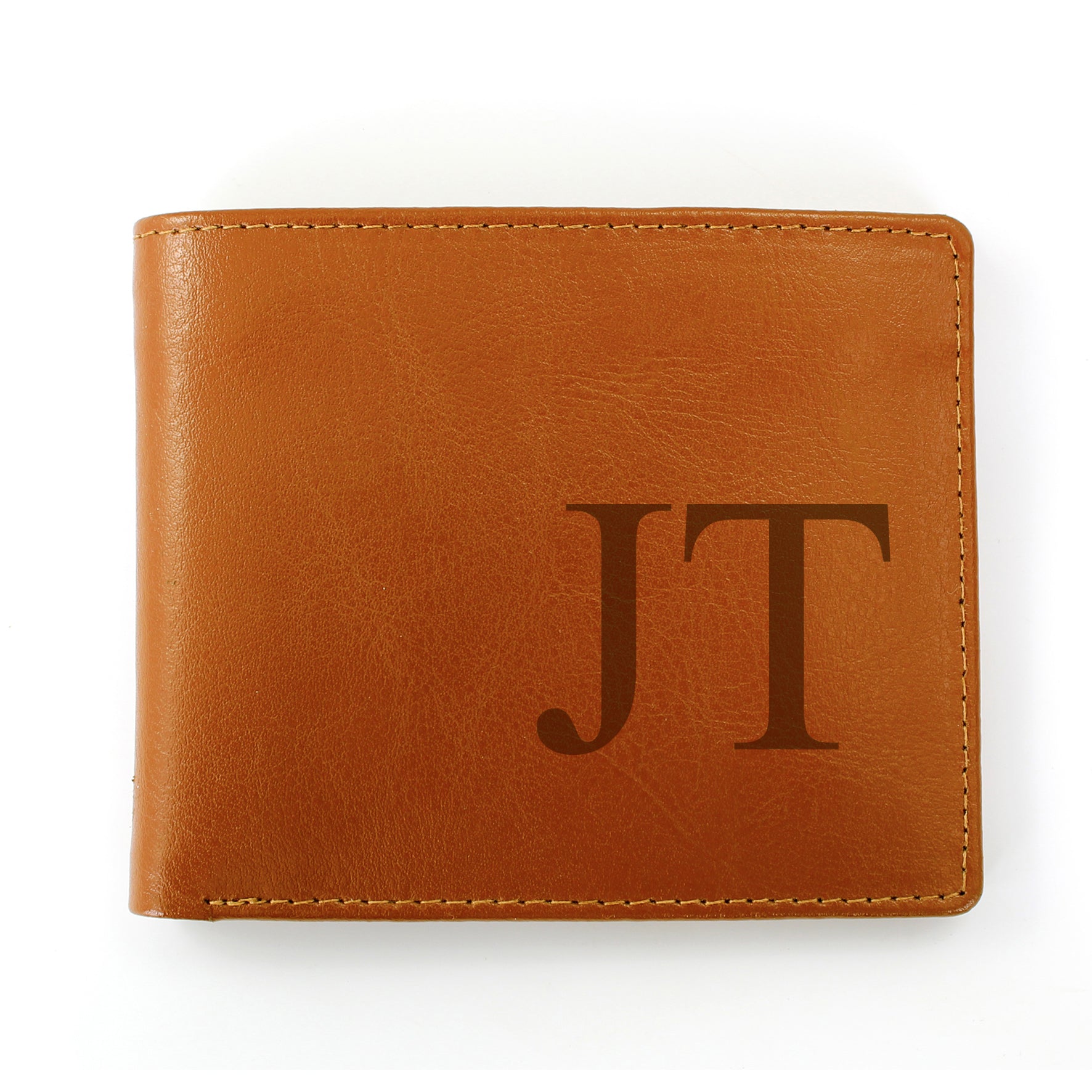 Personalised Big Initials Tan Leather Wallet | Inspired Creative Gifts | UK Supplier