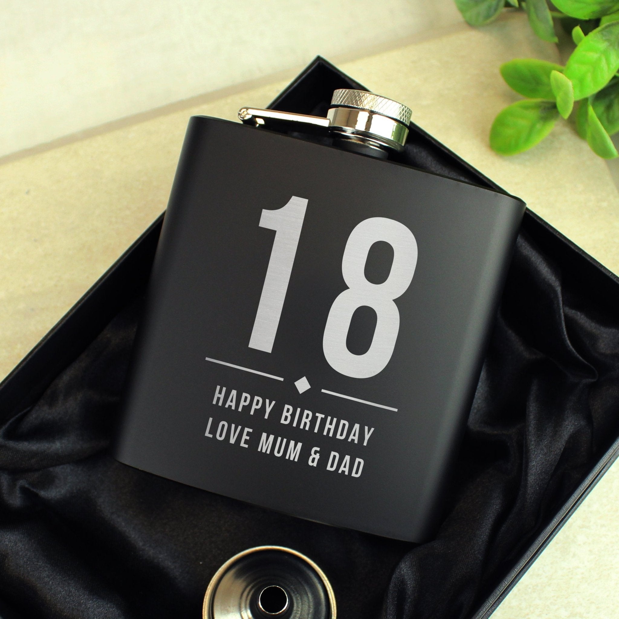 Personalised Big Numbers Black Hip Flask | Inspired Creative Gifts | UK Supplier