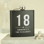 Personalised Big Numbers Black Hip Flask | Inspired Creative Gifts | UK Supplier
