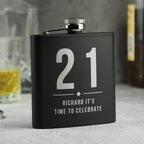Personalised Big Numbers Black Hip Flask | Inspired Creative Gifts | UK Supplier