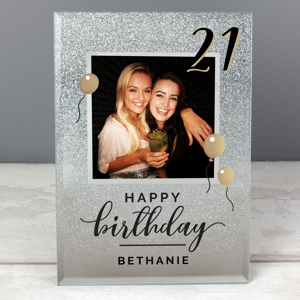 Personalised Birthday 4x4 Glitter Glass Photo Frame | Inspired Creative Gifts | UK Supplier