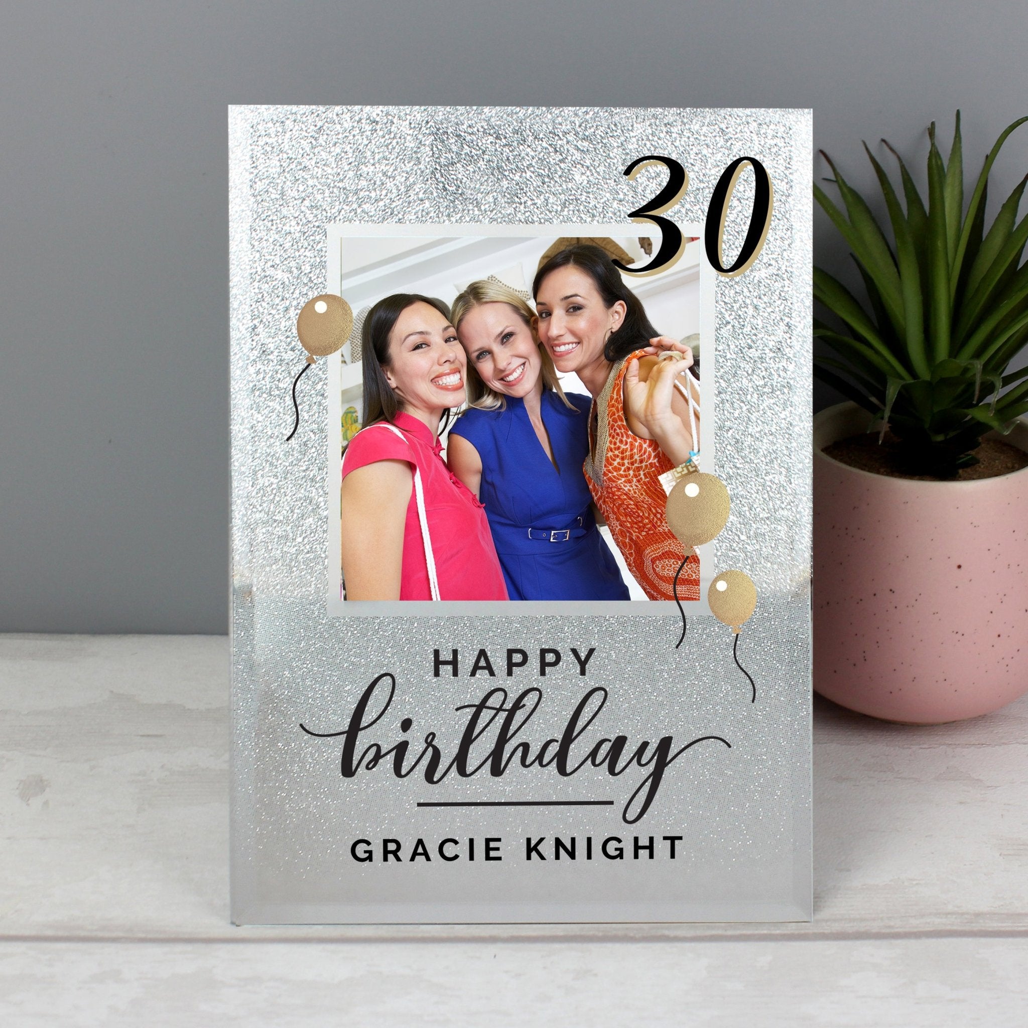 Personalised Birthday 4x4 Glitter Glass Photo Frame | Inspired Creative Gifts | UK Supplier
