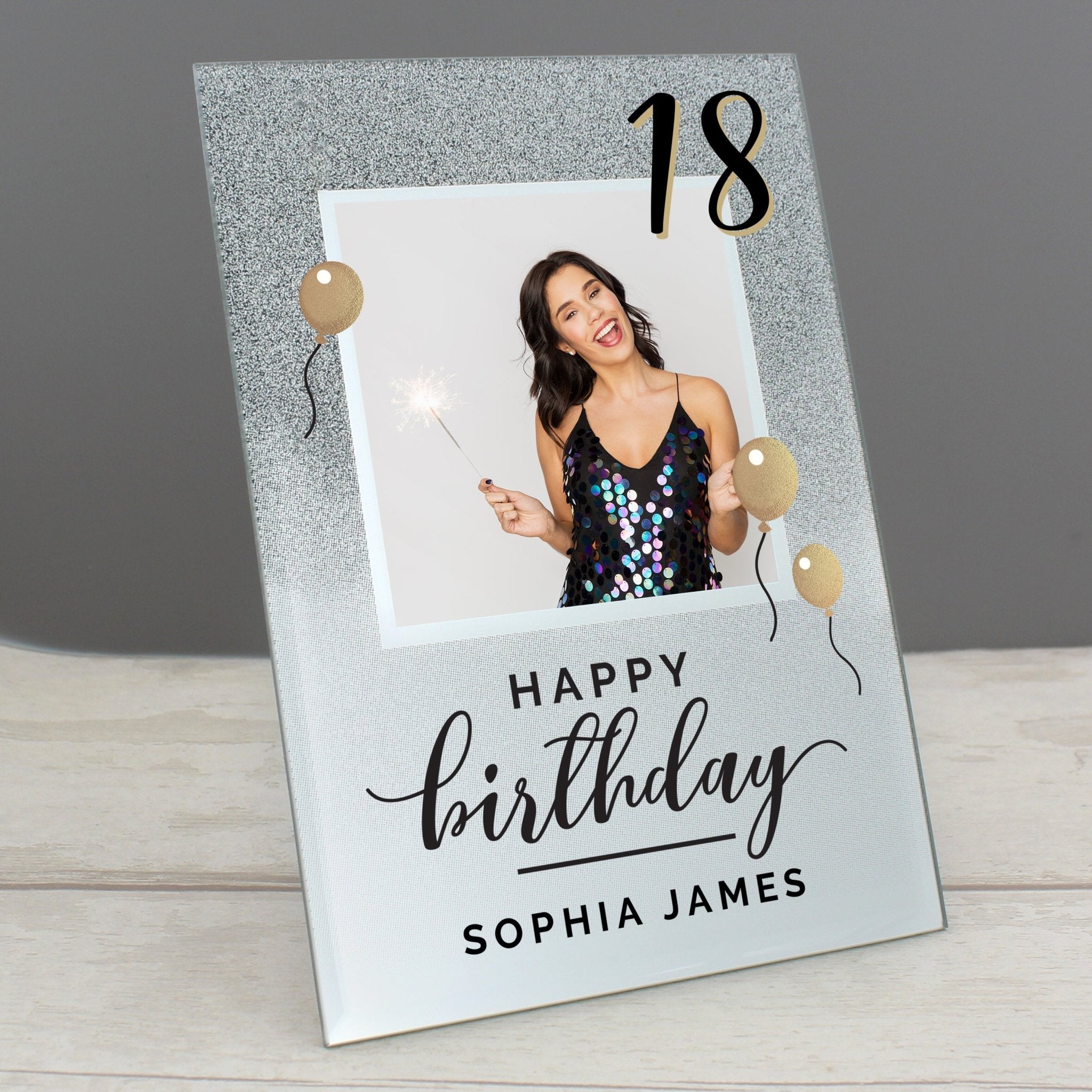 Personalised Birthday 4x4 Glitter Glass Photo Frame | Inspired Creative Gifts | UK Supplier