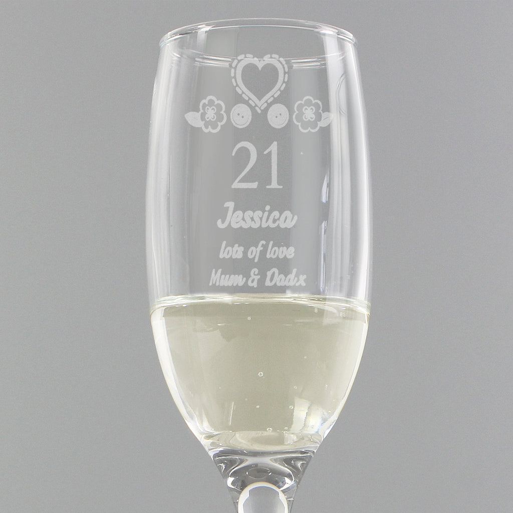 Personalised Birthday Craft Flute Glass | Inspired Creative Gifts | UK Supplier