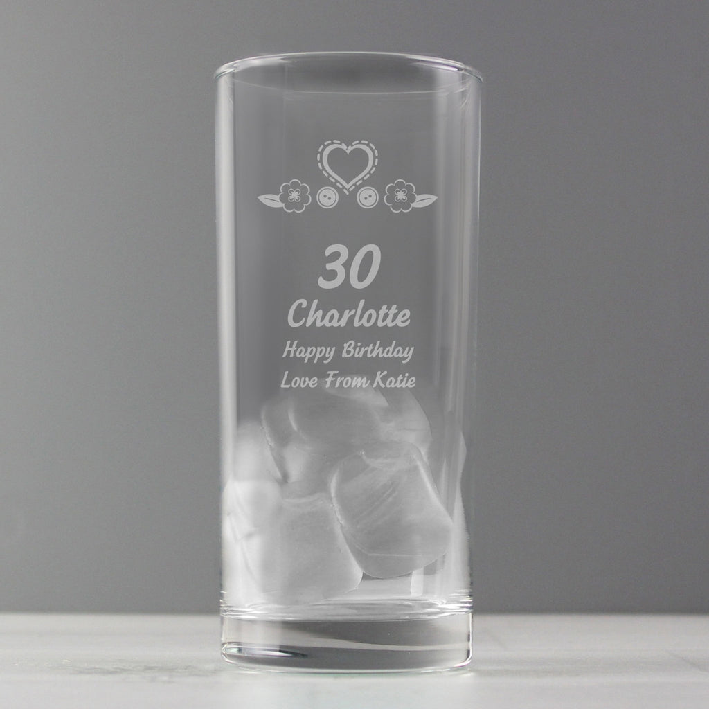 Personalised Birthday Craft Hi Ball Glass | Inspired Creative Gifts | UK Supplier
