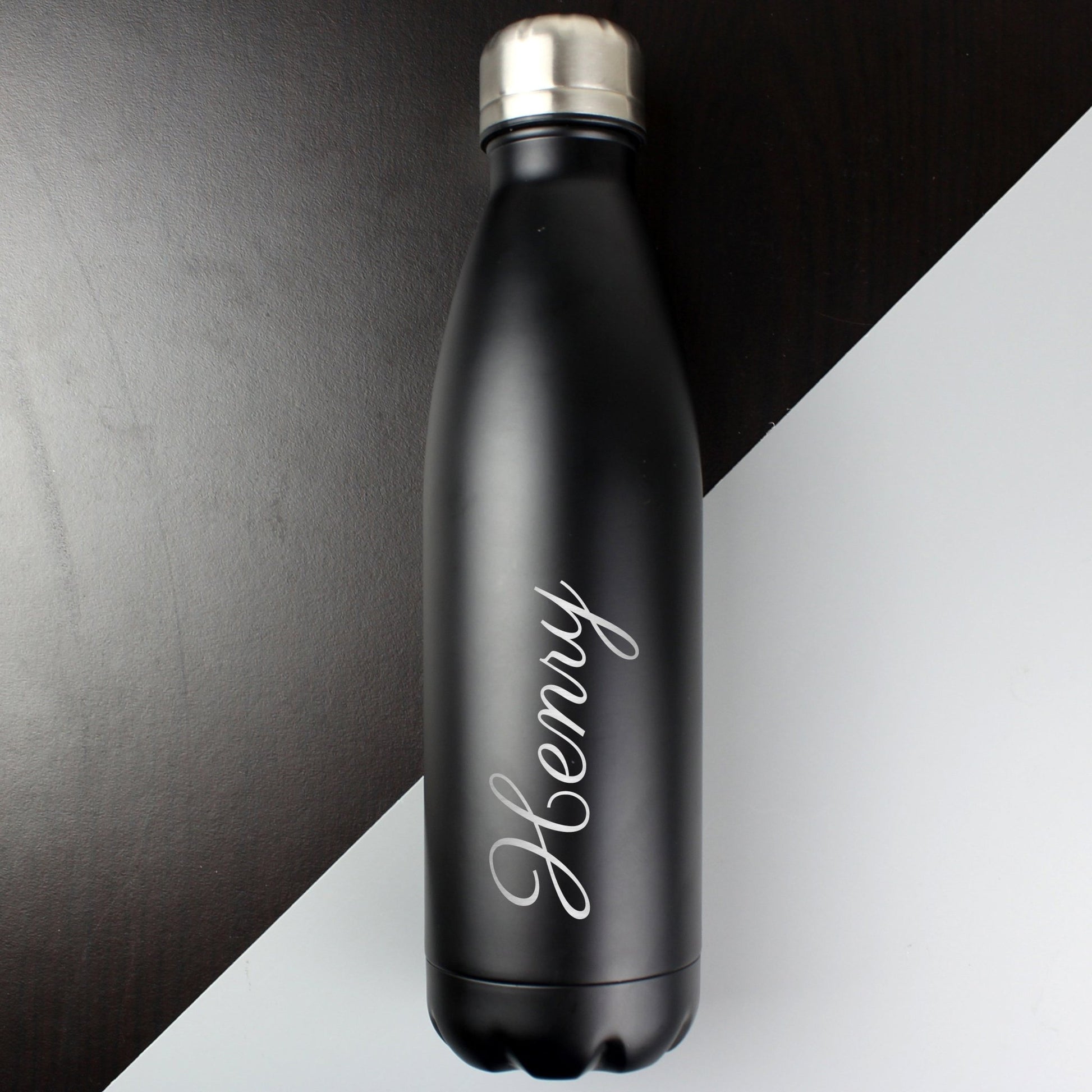 Personalised Black Metal Insulated Drinks Bottle | Inspired Creative Gifts